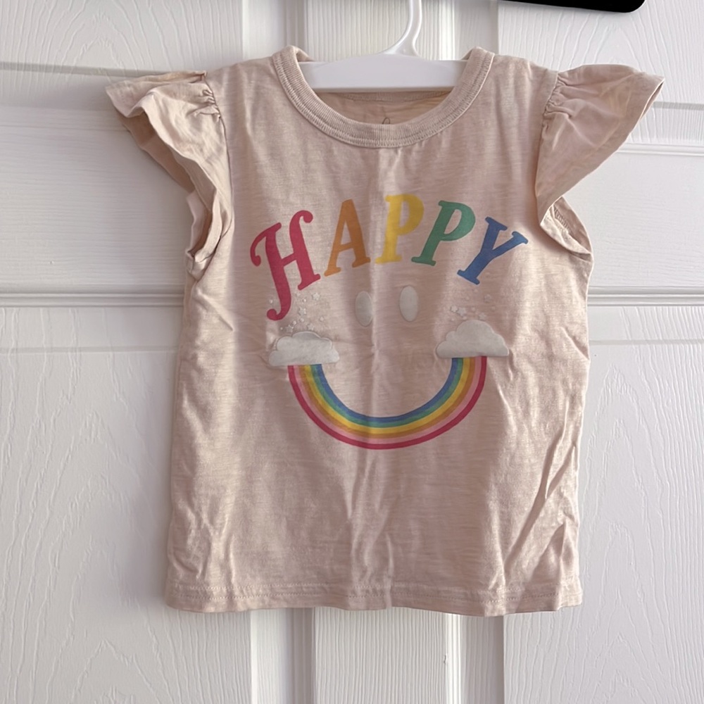 Peek kids girls rainbow print flutter sleeve tshirt size 3T